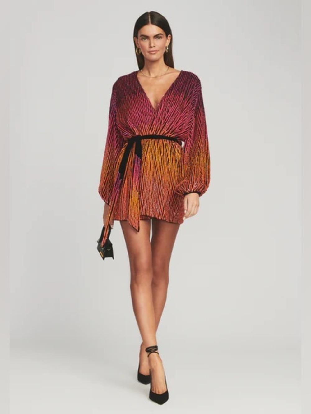 Retrofete Ombre Metallic Mini Dress in Pink and Gold